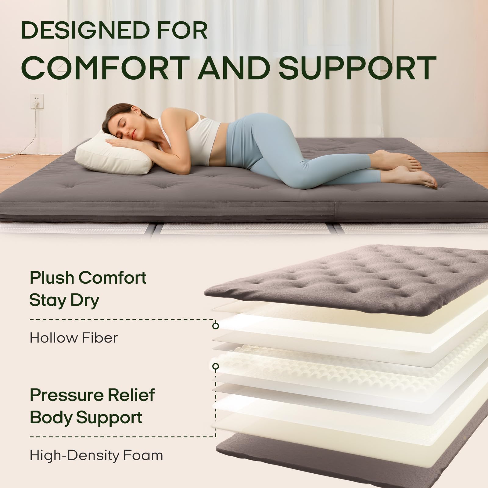 100 percent cotton outer layer detail on futon