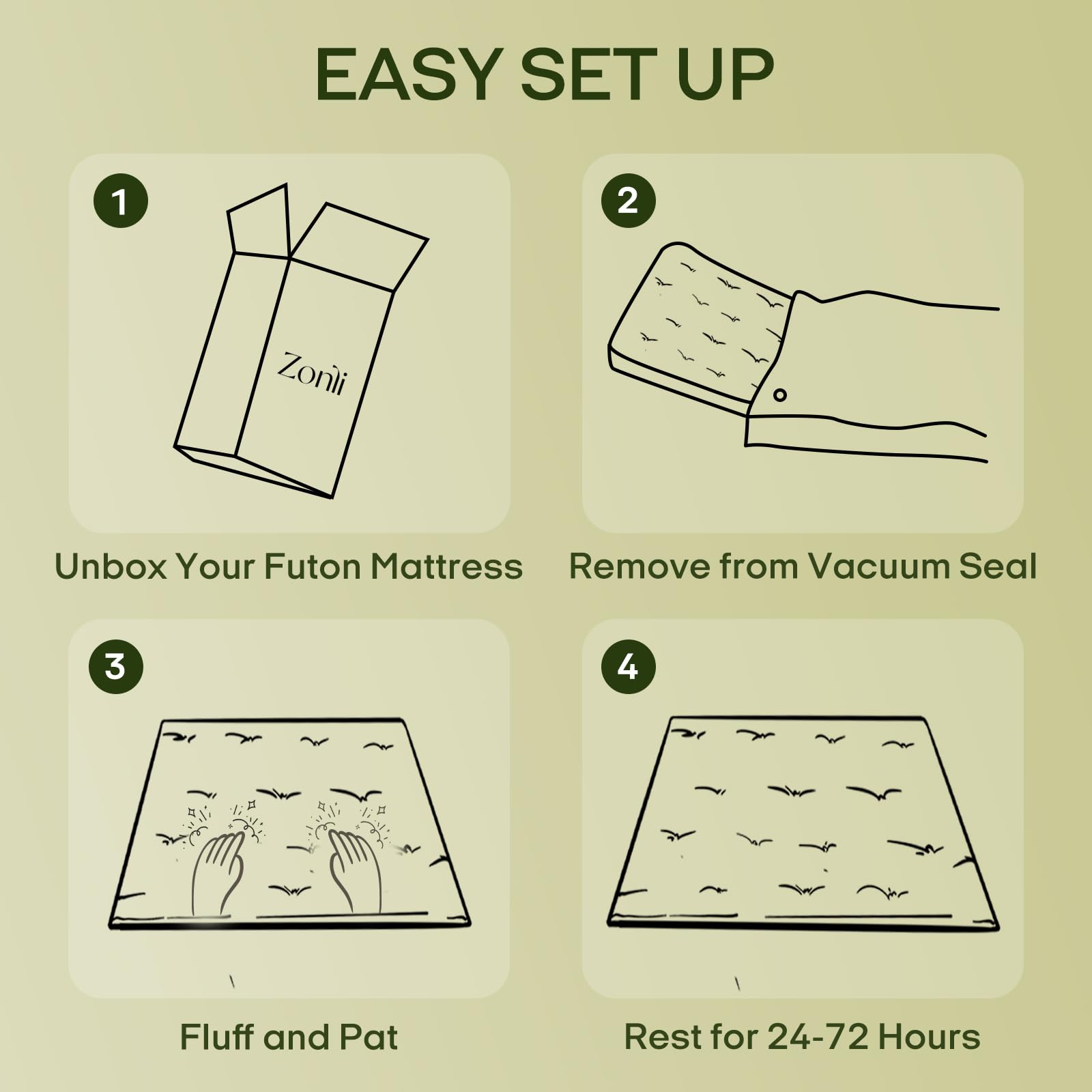 Product packaged in compressed packaging before setup