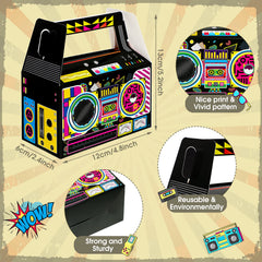 Zonon 80s party favor boxes stacked and ready for use