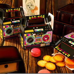 Zonon 80s boombox pattern on retro party boxes