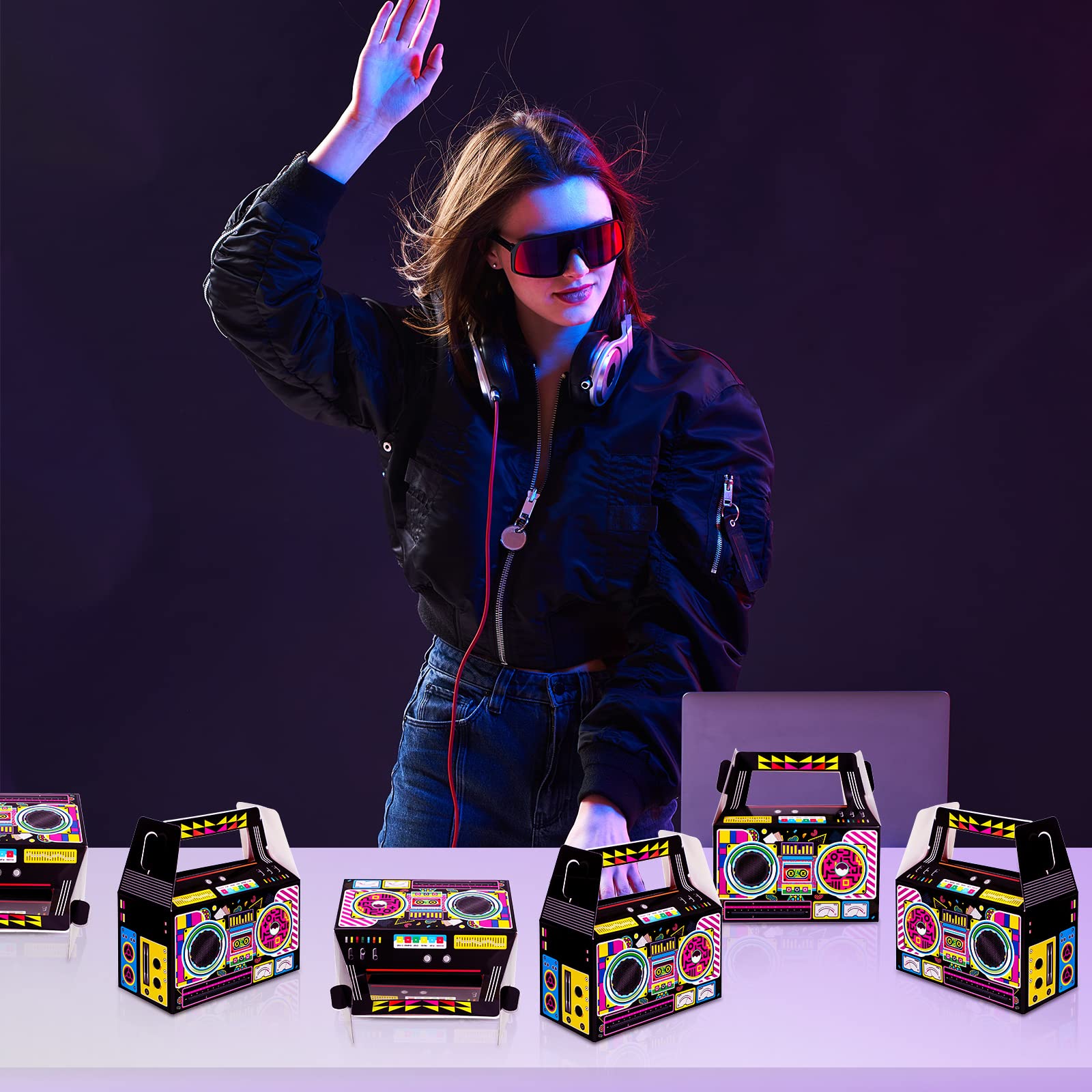 Zonon 24-pack 80s party boxes ready to assemble