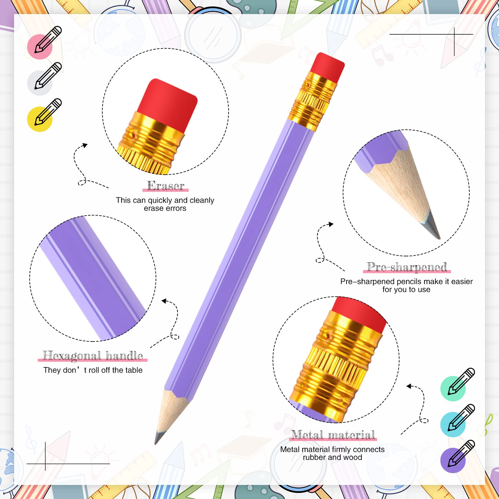 Zonon wooden pencils for drawing in colour set