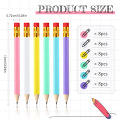 Zonon mini half pencils with eraser hexagonal design