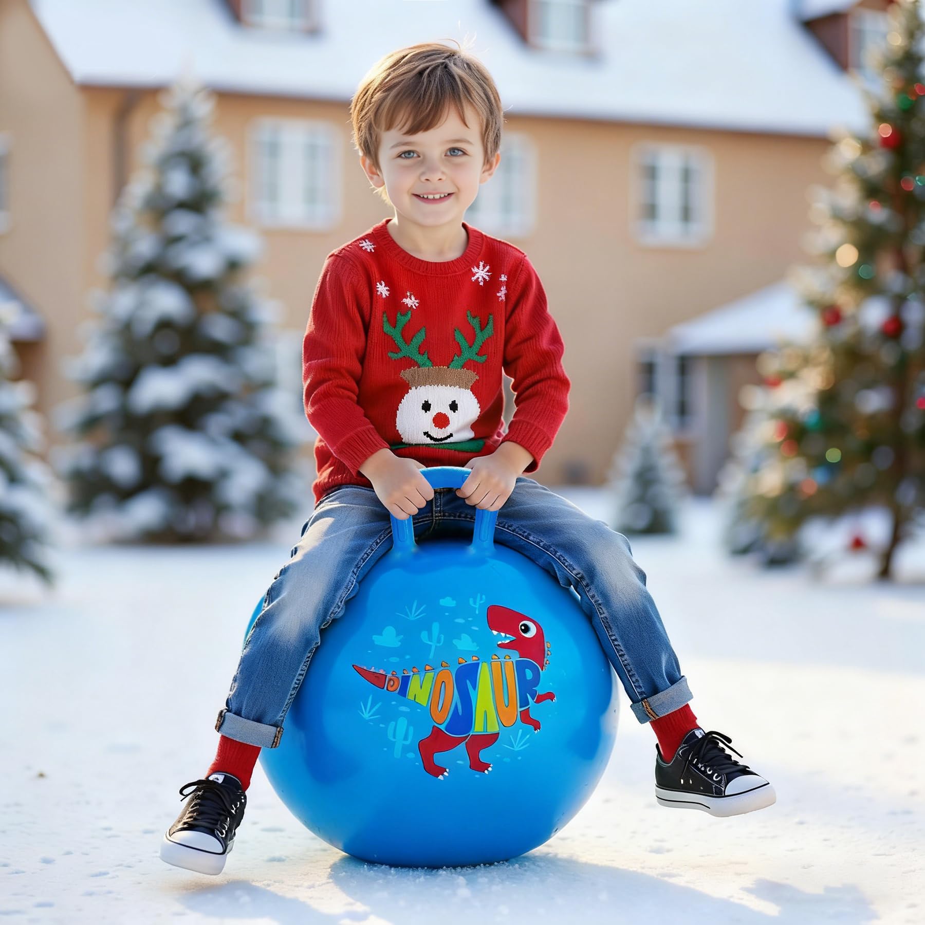 Blue Dino color scheme on ZOOJOY hopper ball for kids