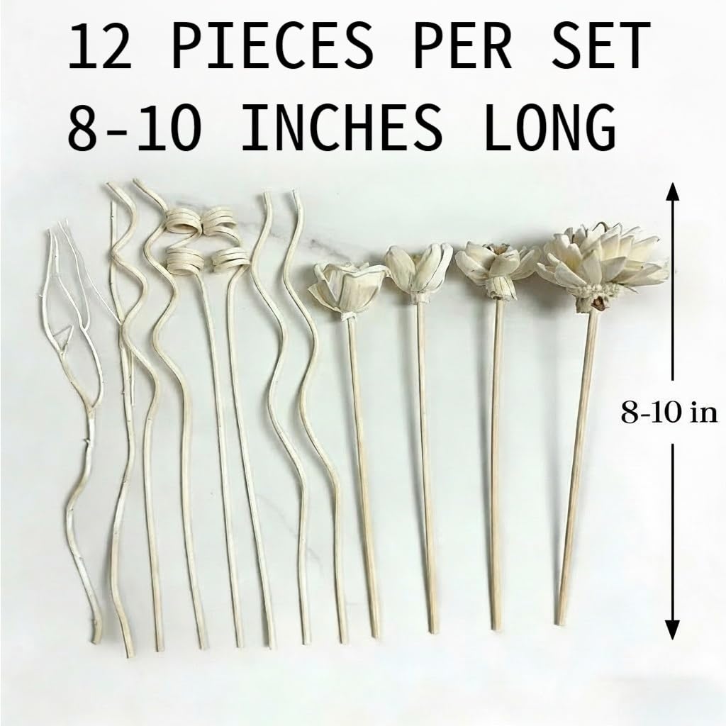 4 wooden flower toppers included with Zorbdra diffuser sticks