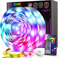 ZOZOO 100ft LED lights for bedroom RGB setup with remote