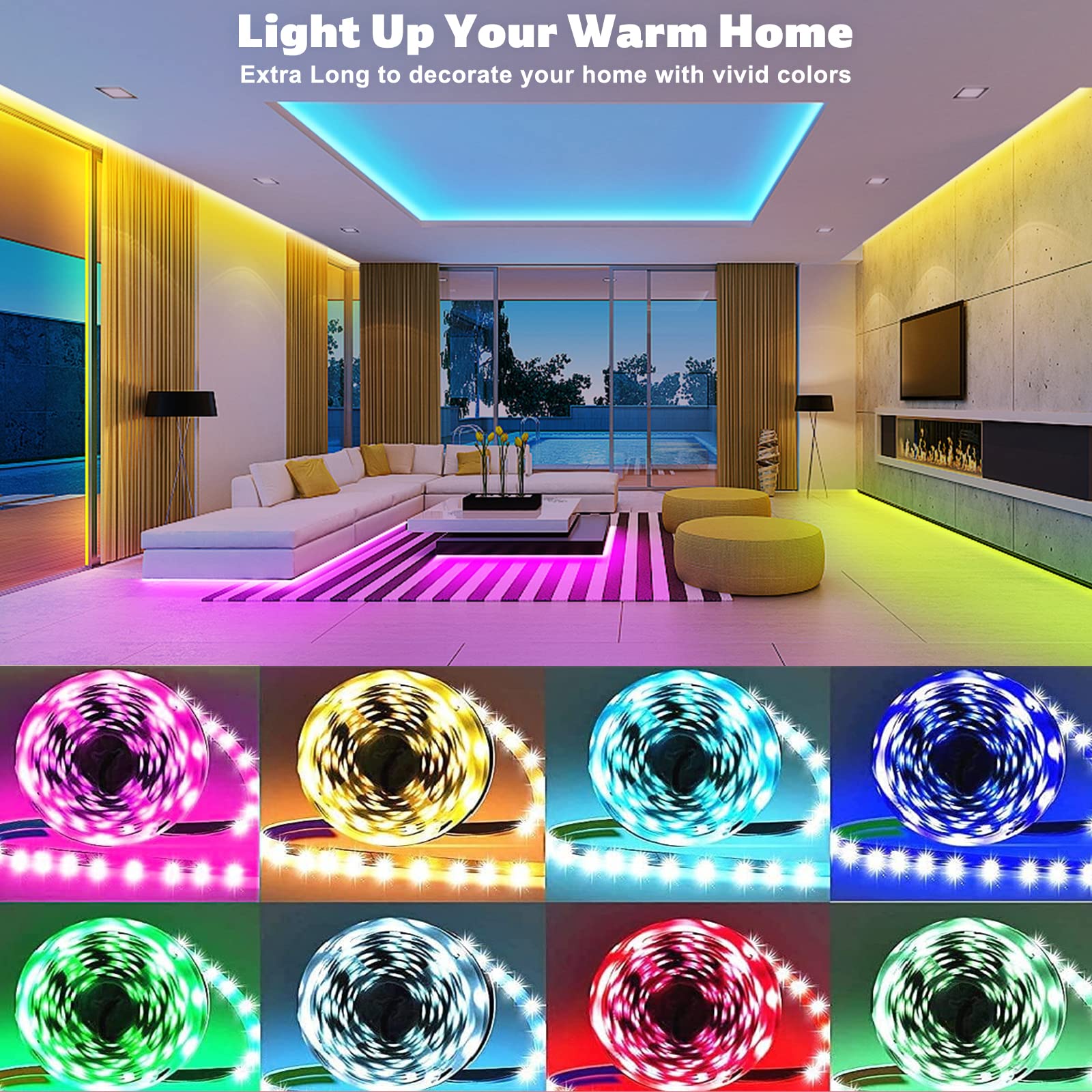 ZOZOO LED strip with strong adhesive for easy installation