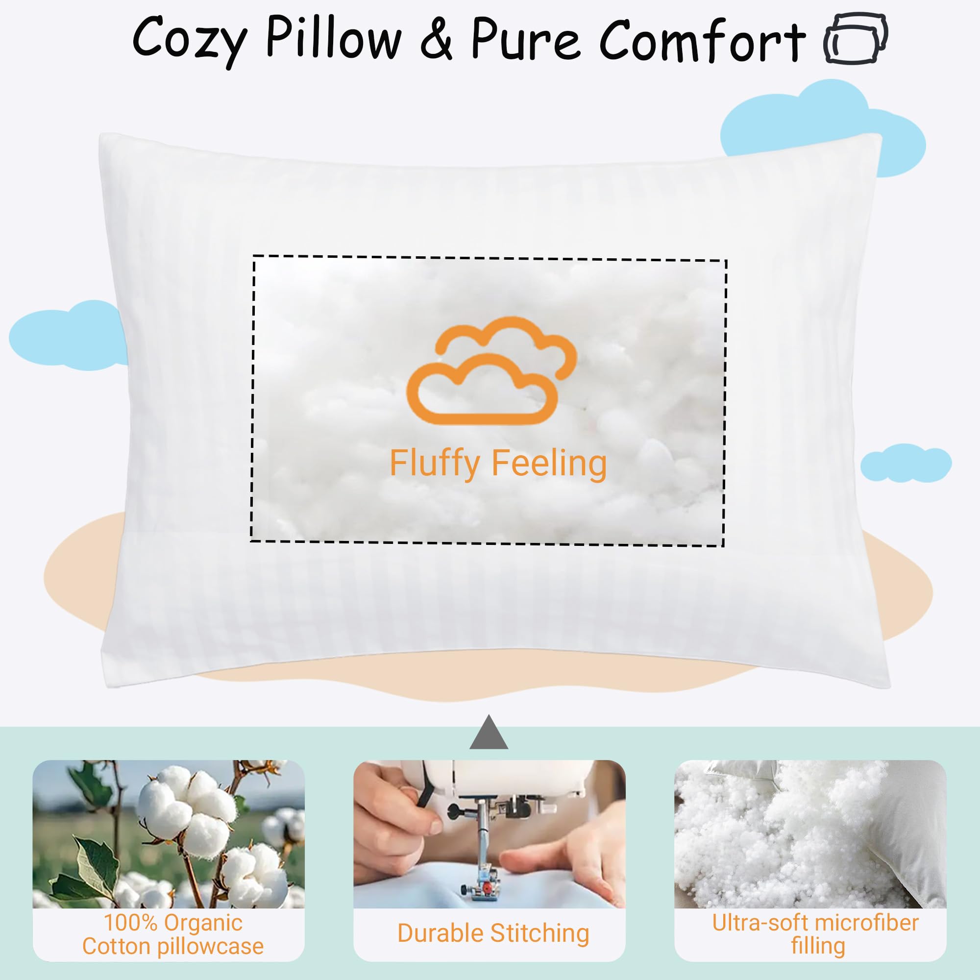 White stripe design ZPECC toddler pillow