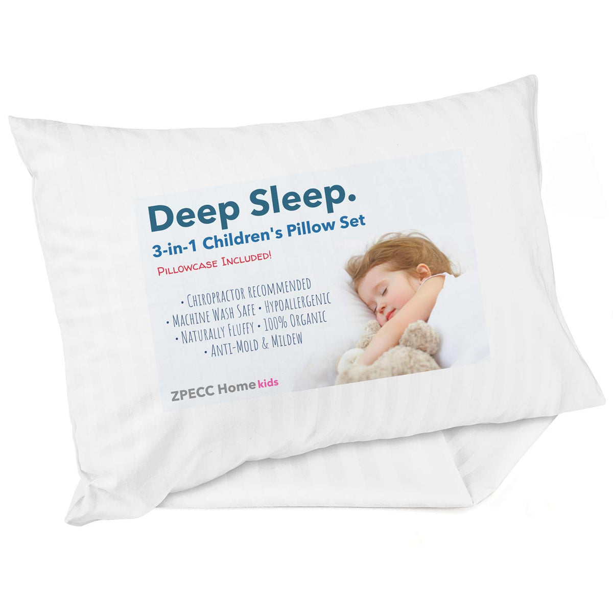 ZPECC toddler pillow 13x18 with pillowcase 14x19