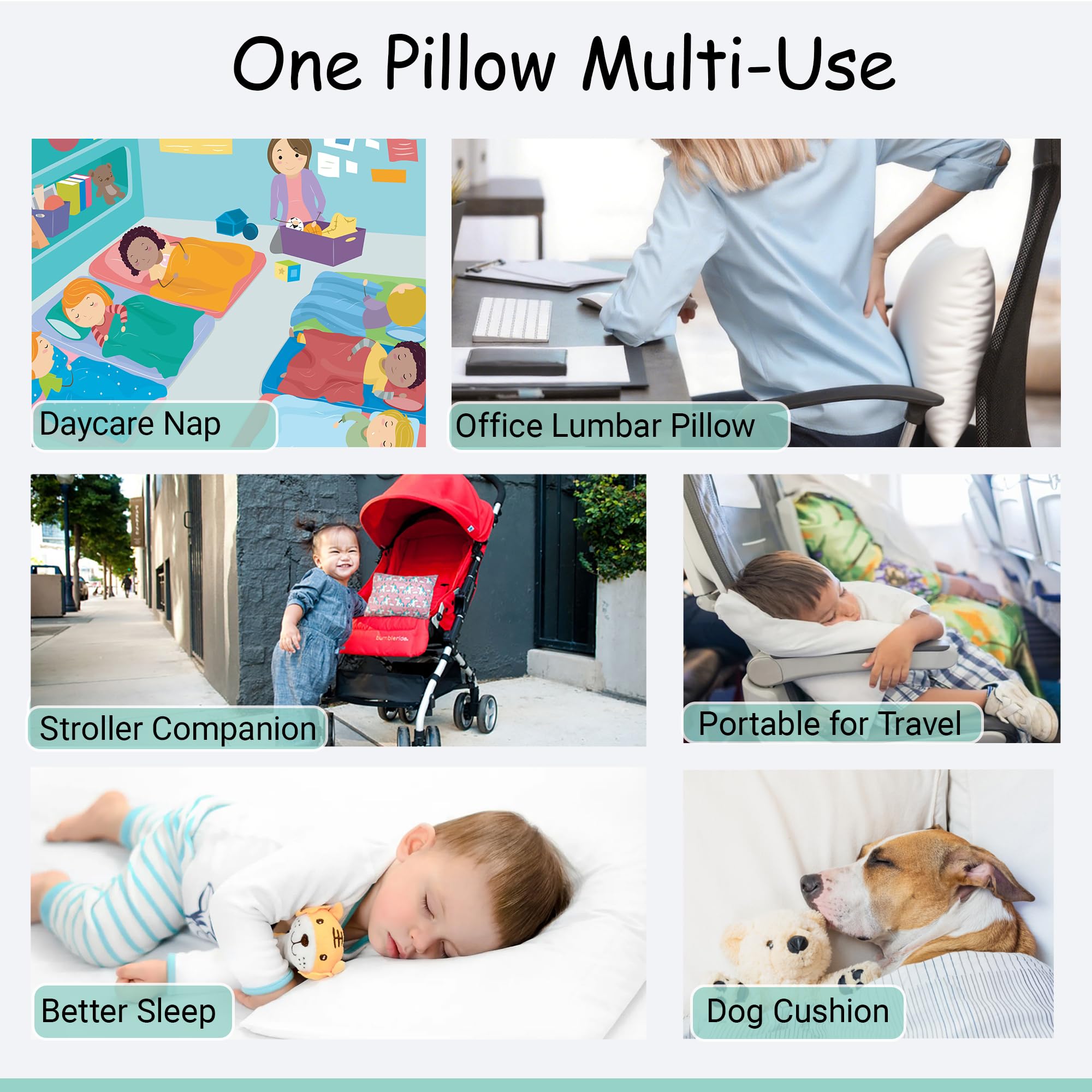 Pillow set for travel and daycare use