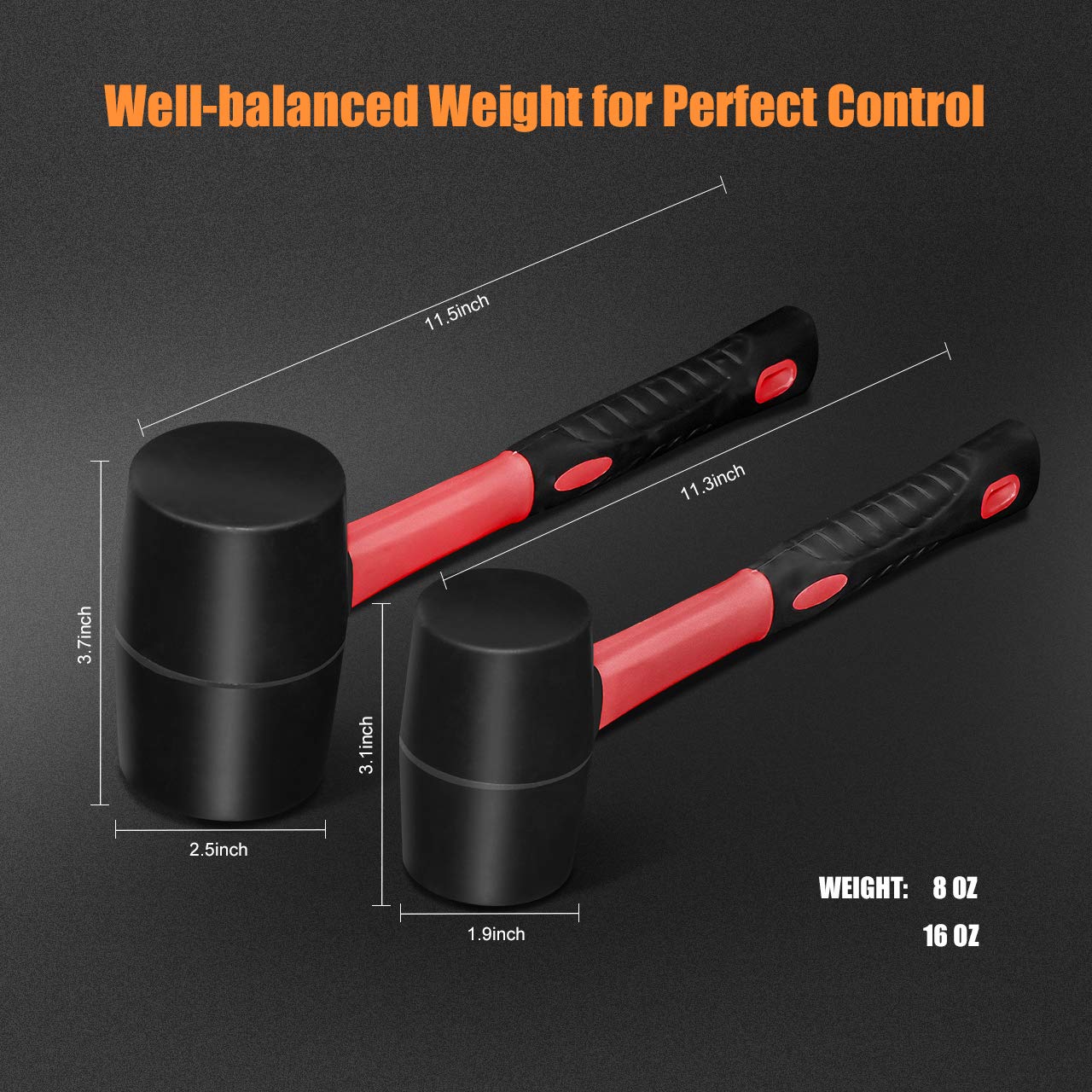ZUZUAN two-pack mallet with oil resistant head