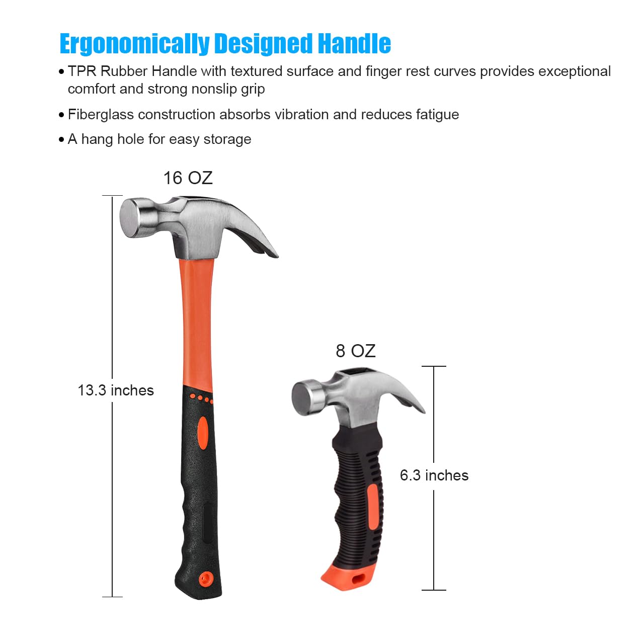 Hammer design for nail driving and claw nail pulling