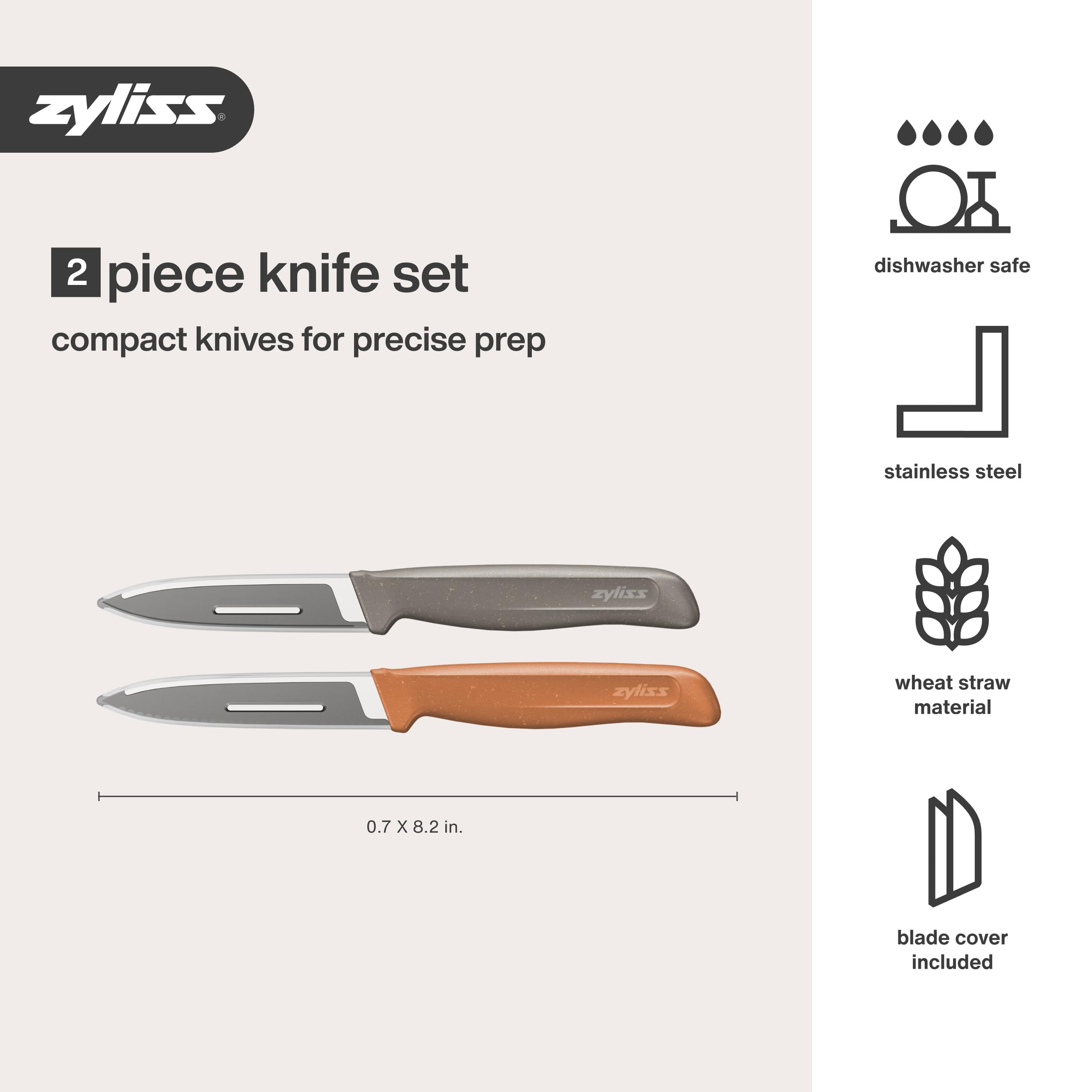 Stainless steel blades in Zyliss 2-Piece Knife Set