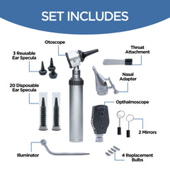 Otoscope head with light and handle from Zyrev diagnostic set