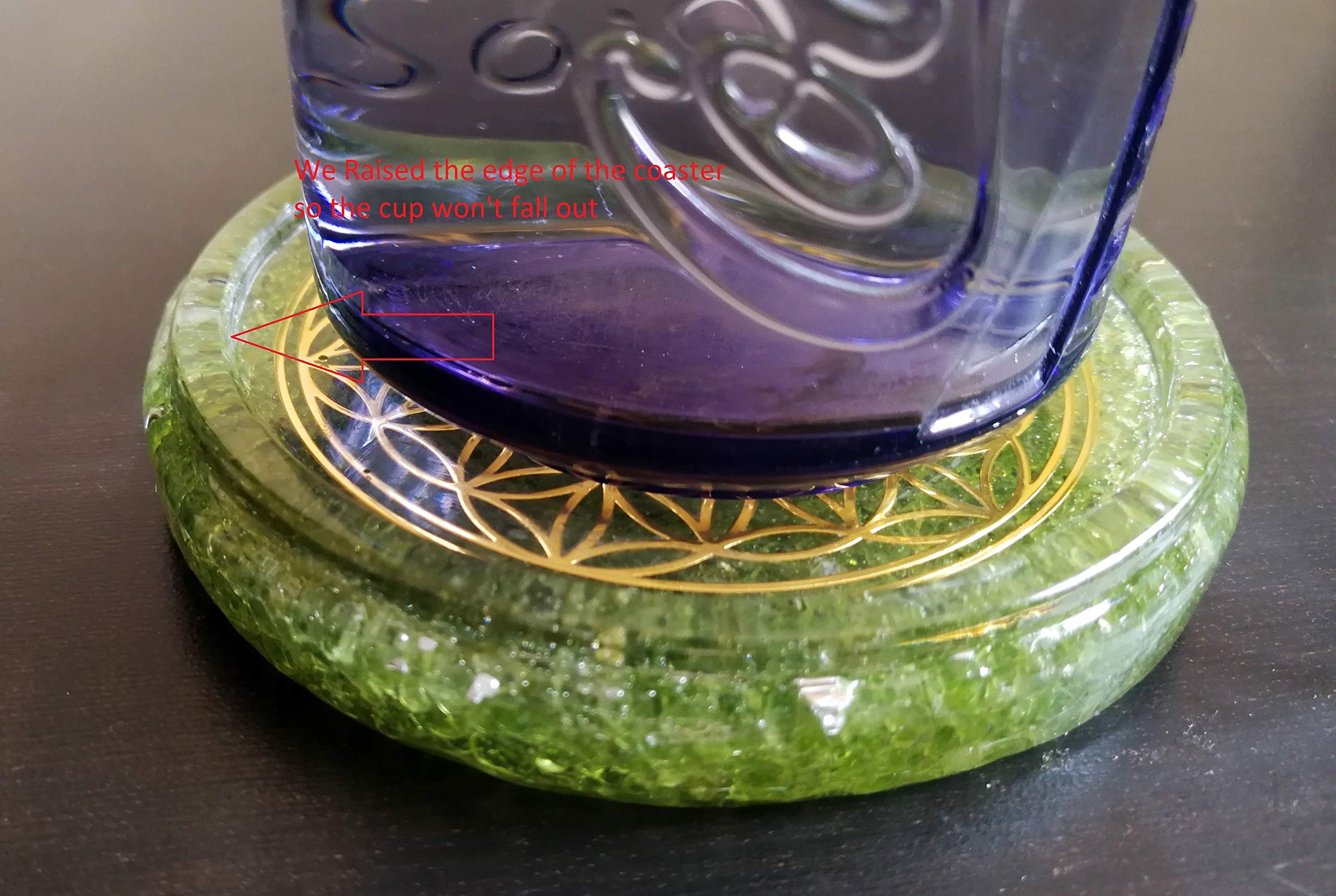 Decorative crystal coaster with Flower of Life design
