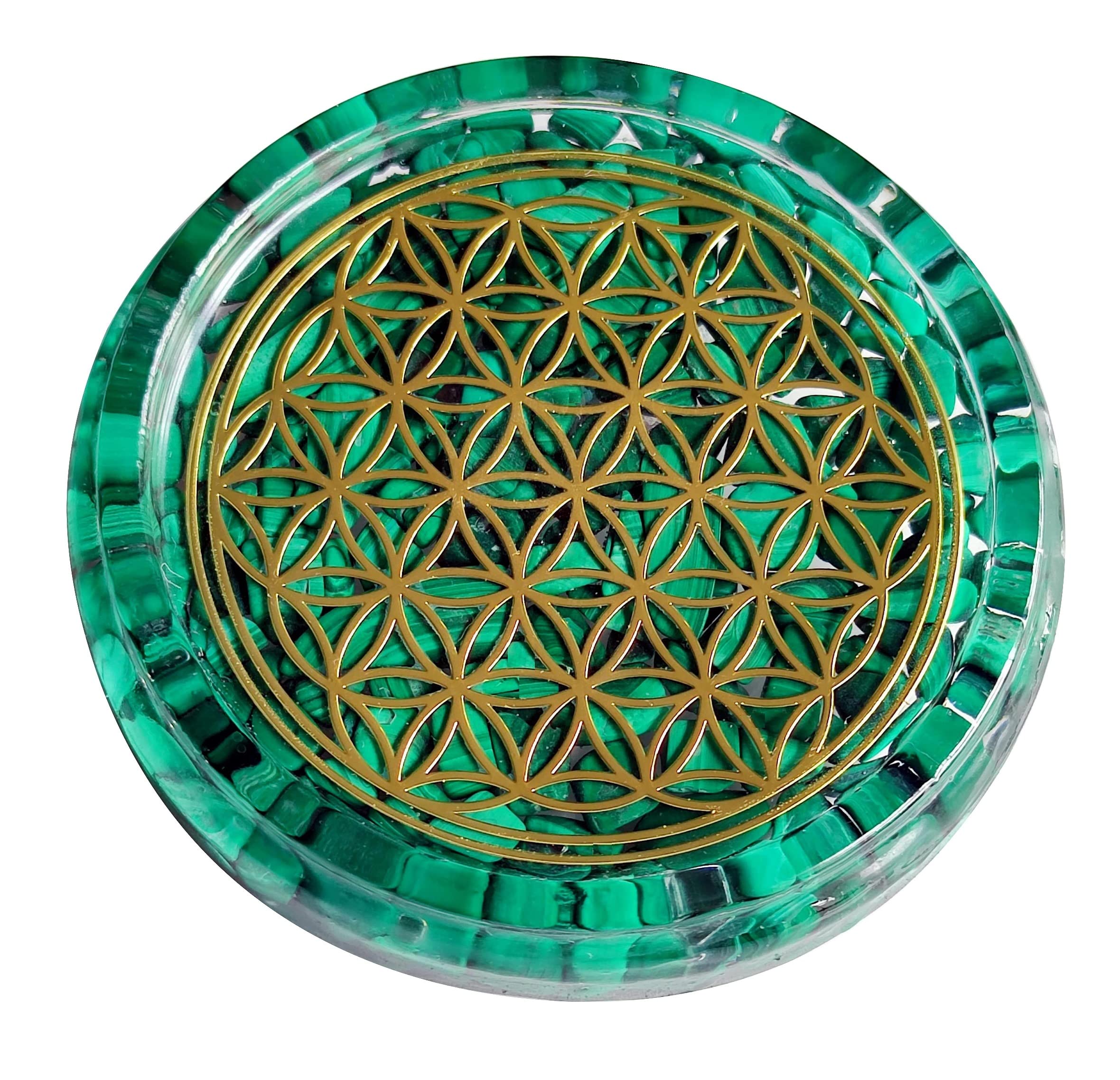 ZZYBIA large 4 inch Malachite coaster with raised edge